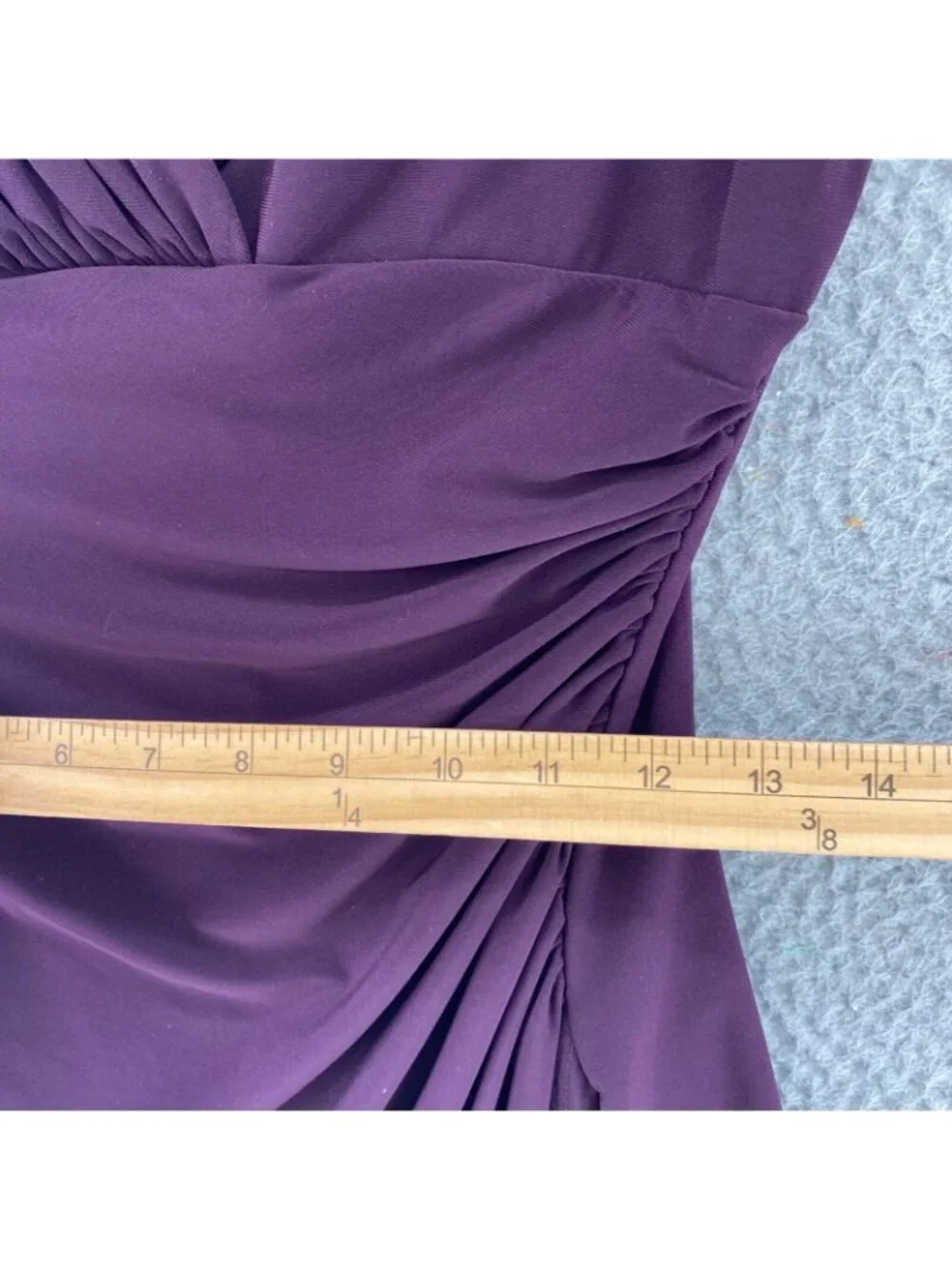 Lauren Ralph Lauren Dress Womens 6 Purple Surplice Faux Wrap 3/4 Sleeve Bodycon - Picture 9 of 11